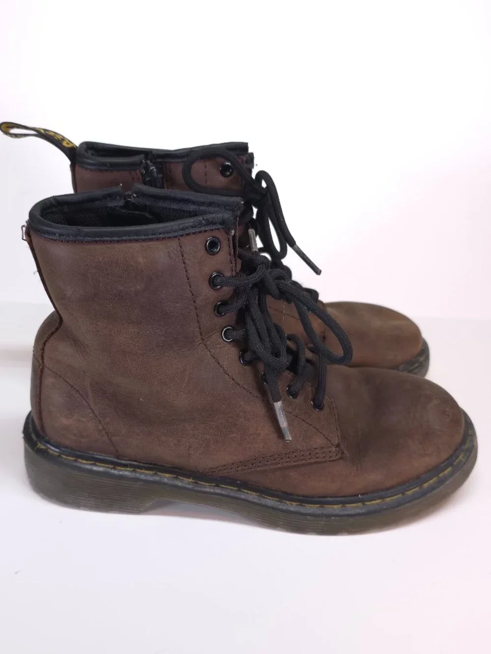 Dr. Martens 1460 Brown Leather Side Zip Boots Youth US 2